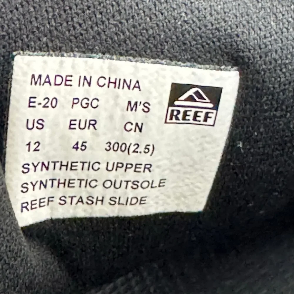 Reef Stash Slides Sandals Mens Size 12 Black Beach Casual Outdoor Summer